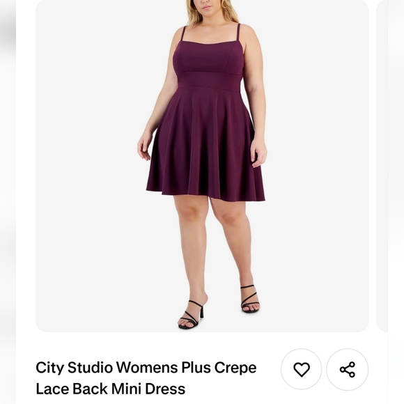 NWT City Studio 22W Crepe Lace Back Mini Dress Eggplant Party Holiday 2970-J - Picture 5 of 6